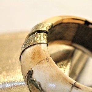 Vintage Bone Bangle Bracelets - Set of 2